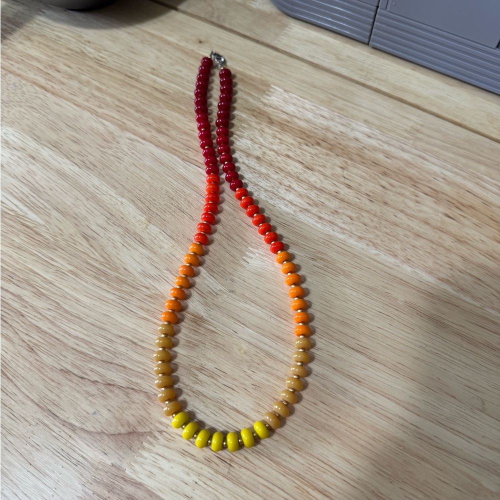 Candy Gemstone Gradient Beaded Necklace in Red, Orange, and Yellow